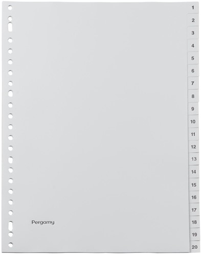 Pergamy intercalaires, ft A4, perforation 23 trous, PP gris, set 1-20