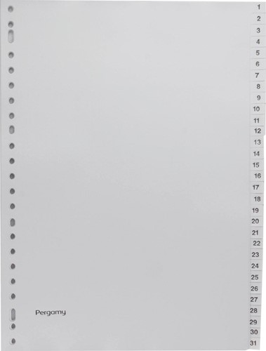 Pergamy intercalaires, ft A4, perforation 23 trous, PP gris, set 1-31