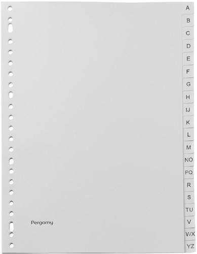Pergamy intercalaires, ft A4, perforation 23 trous, PP gris,  A-Z