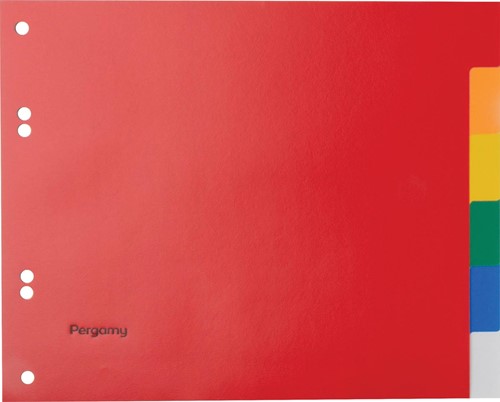 Pergamy intercalaires, ft A5, perforation 6 trous, PP, 6 onglets en couleurs assorties