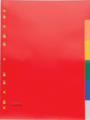 Pergamy intercalaires, ft A4, perforation 11 trous, PP, 6 onglets en couleurs assorties
