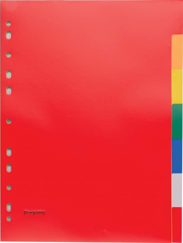 Pergamy intercalaires, ft A4, perforation 11 trous, PP, 7 onglets en couleurs assorties