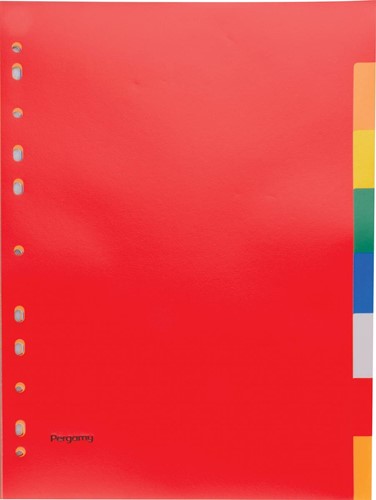 Pergamy intercalaires, ft A4, perforation 11 trous, PP, 8 onglets en couleurs assorties