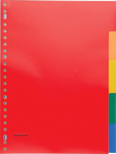 Pergamy intercalaires, ft A4, perforation 23 trous, PP, 5 onglets en couleurs assorties