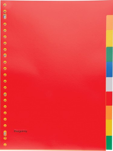 Pergamy intercalaires, ft A4, perforation 23 trous, PP, 10 onglets en couleurs assorties