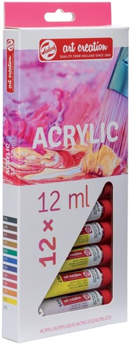 Talens Art Creation acrylverf tube van 12 ml, set van 12 tubes in geassorteerde kleuren 12 Stuk