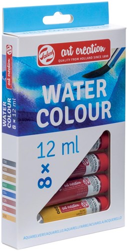 Talens Art Creation aquarelverf tube van 12 ml, set van 8 tubes in geassorteerde kleuren 8 Stuk
