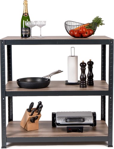 Avasco étagère Home Table, ft 88 x 90 x 45 cm, 3 tablettes, en métal, noir