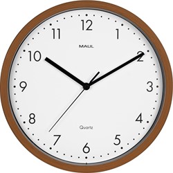 MAUL horloge murale Grain, quartz, diamètre 31 cm, cadre en plastique, bois foncé