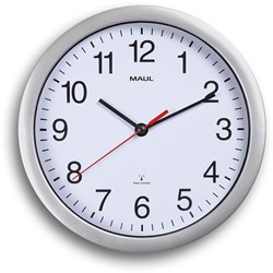 MAULrun horloge murale, radiopilotée, diamètre 25,2 x 5 cm, cadre en plastique, argent