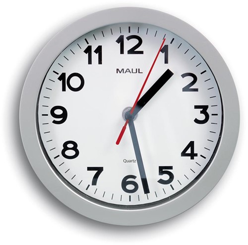 MAULstep wandklok, quartz, diameter 20 x 5 cm, kunststof kader, zilver