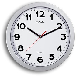 MAULstep horloge murale, quartz, diamètre 30 x 5 cm, cadre en plastique, argent