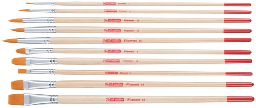 Talens Art Creation set de pinceau ronde et plat en polyestre, set de 10 pinceaux