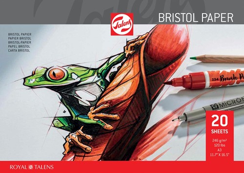 Talens Bristol papier, 250 g, ft 29,7 x 42 cm, A3, bloc de 20 feuilles