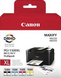 Inktcartridge Canon PGI-1500XL zwart + kleur 4 Stuk