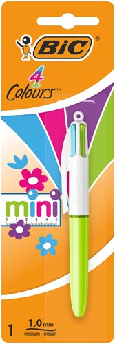 Bic 4 Colours Mini stylo bille 4 couleurs, medium, 4 couleurs d'encre pastel, sous blister