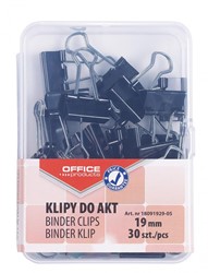 OFFICE products pince foldback, noir, 19 mm, boîte en plastic de 30 pièces
