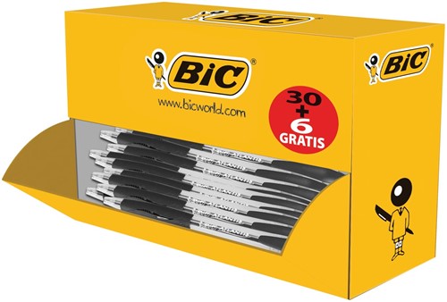 Bic stylo bille Atlantis Classic noir, boîte de 30 + 6 gratuit 36 Stuk