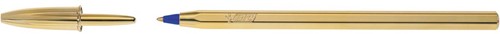 Bic stylo à bille Cristal Medium, corps en couleur or, encre bleue, boîte de 20 pièces