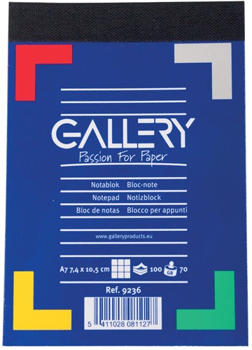 Gallery carnet de notes, ft A7, quadrillé 5 mm, 70 g/m²