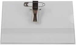 Badge avec clip combiné, ft 58 x 90 mm, boîte de 100 pièces, étiquettes incluses