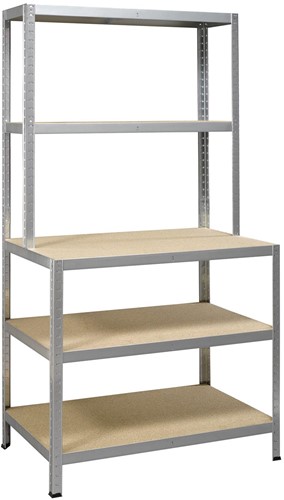 Avasco étagère Strong Work, ft 186 x 100 x 60/30 cm, 5 tablettes, galvanisé