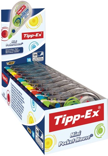 Tipp-Ex dérouleur de correction Mini Pocket Mouse, boîte de 10 pièces en couleurs assorties