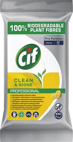 Cif lingettes nettoyantes Clean & Shine, paquet de 100 pièces