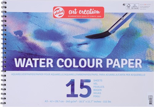 Talens Art Creation papier aquarelle, 240 g, ft A3, bloc de 15 feuilles