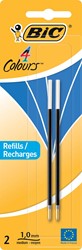 Bic vulling voor balpen 4 Colours Medium, blister met 2 stuks, blauw 2 Stuk