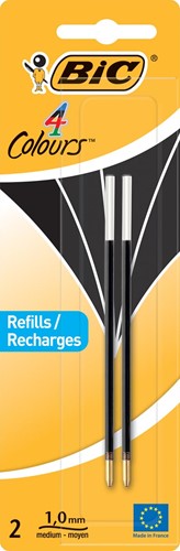 Bic recharge pour stylo bille 4 Colours Medium, blister de 2 pièces, noir