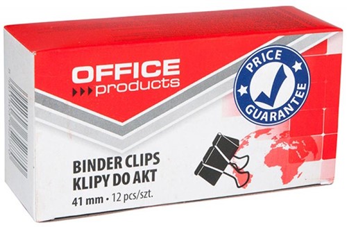 OFFICE products pince foldback, noir, 41 mm, boîte de 12 pièces
