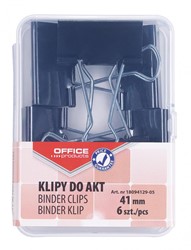 OFFICE products foldbackclip, zwart, 41 mm, plastic doos van 6 stuks