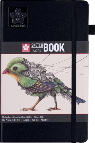Sakura schetsboek, 140 g/m², ft 13 x 21 cm, wit, 80 vel