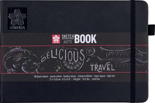 Sakura carnet de croquis, 80 pages, 140 g/m², ft A5, papier noir