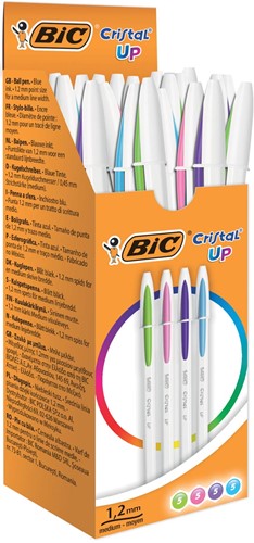 Bic stylo bille Cristal Up, boîte de 20 pièces en couleurs assorties fun