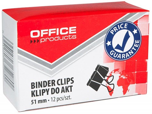 OFFICE products foldbackclip, zwart, 51 mm, doos van 12 stuks