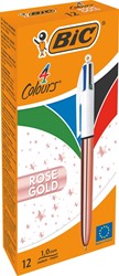 Bic stylo bille 4 Colour Shine, or rosé, boîte de 12 pièces