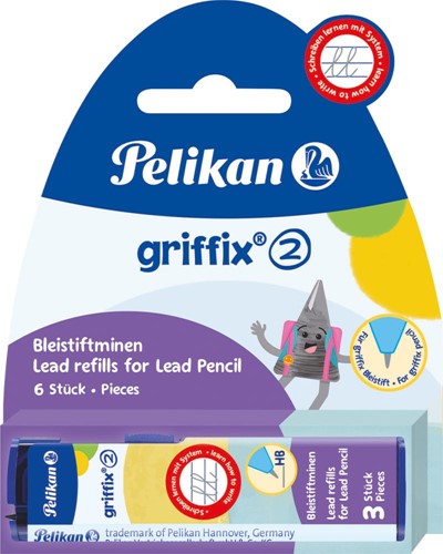 Pelikan Griffix potloodstiften, 2 mm, HB, blister van 2 doosjes van 3 stuks