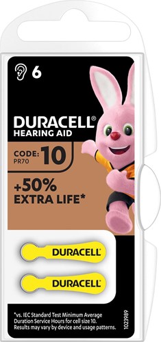Duracell pile auditive DA10, blister de 6 pièces