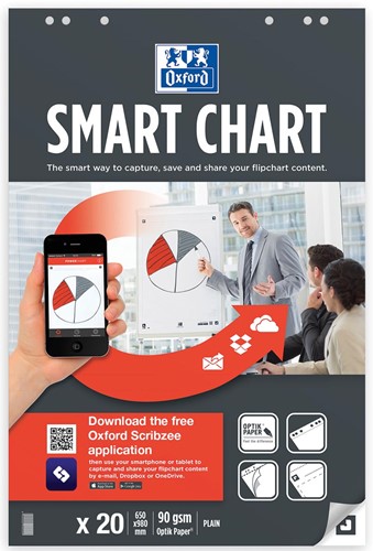 Oxford Smart Chart bloc de conférence, ft 65 x 98 cm, paquet de 20 feuilles, blanco 1 Stuk