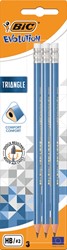Bic crayon Evolution Triangle, avec gomme, blister de 3 pièces
