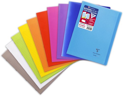 Clairefontaine cahier Koverbook pour ft A4, 96 pages, couverture en PP, séyès, couleurs assorties