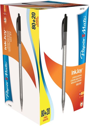 Paper Mate balpen InkJoy 100 RT, zwart, doos 80 + 20 gratis