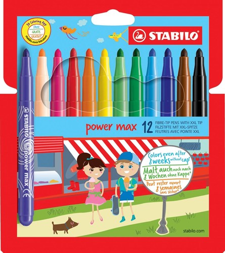 STABILO power max feutre, étui de 12 pièces en couleurs assorties