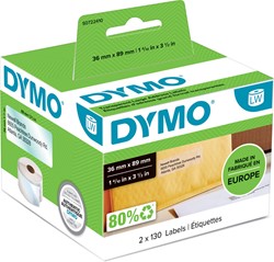 Dymo étiquettes LabelWriter ft 89 x 36 mm, transparent, 260 étiquettes 260 Stuk