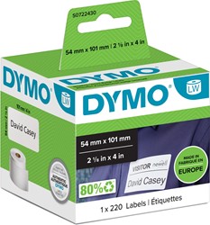 Dymo étiquettes LabelWriter, ft 101 x 54 mm, blanc, 220 étiquettes 220 Stuk