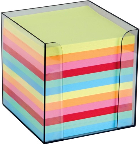 Cube-mémo en PP, feuillets en couleurs assorties