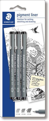 Staedtler fineliner  Pigment Liner blister de 3 pièces: 0,1; 0,3 et 0,5 mm