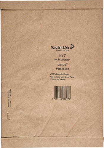 Mail Lite Padde Bag enveloppen, brun, K/7, 363 x 476 mm, boîte de 50 pièces